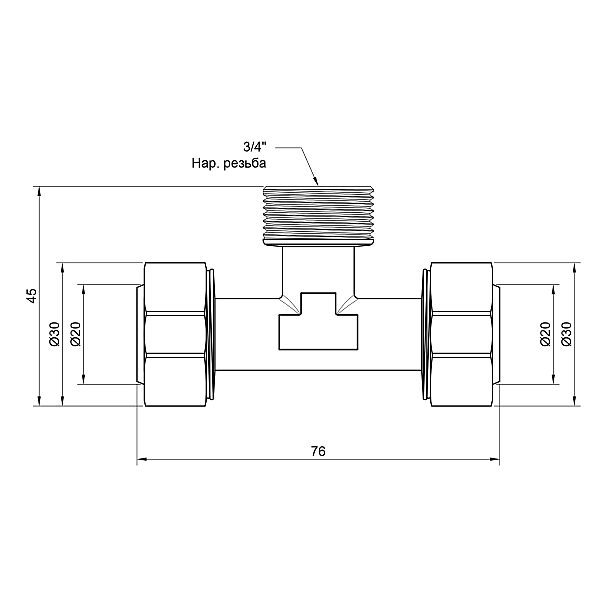 Трійник обтискний Thermo Alliance Standart 20х3/4"х20 ЗР SD160W202020 - Фото - 2