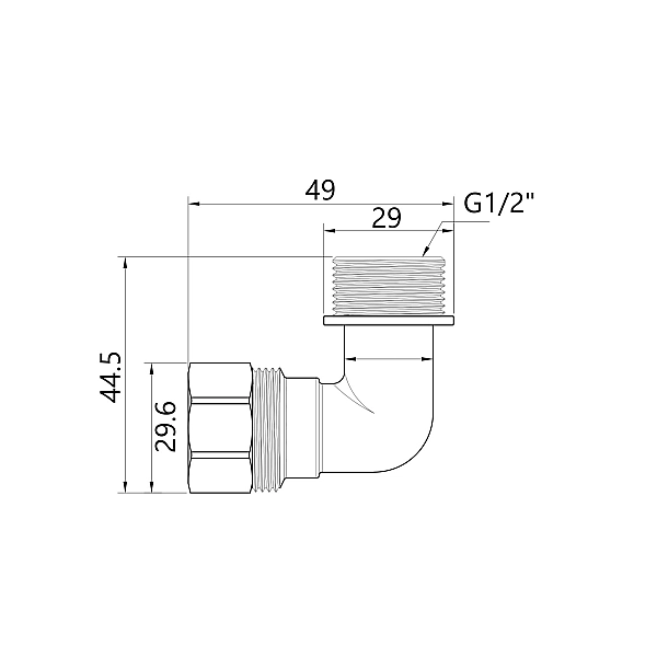 Кут обтискний SD Plus 20х1/2" ЗР SD157W2015 - Фото - 2