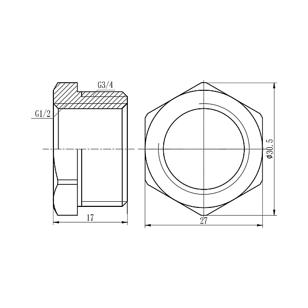 Футорка Thermo Alliance Forte 3/4"х1/2" ЗВ хром SF374H2015 - Фото - 2