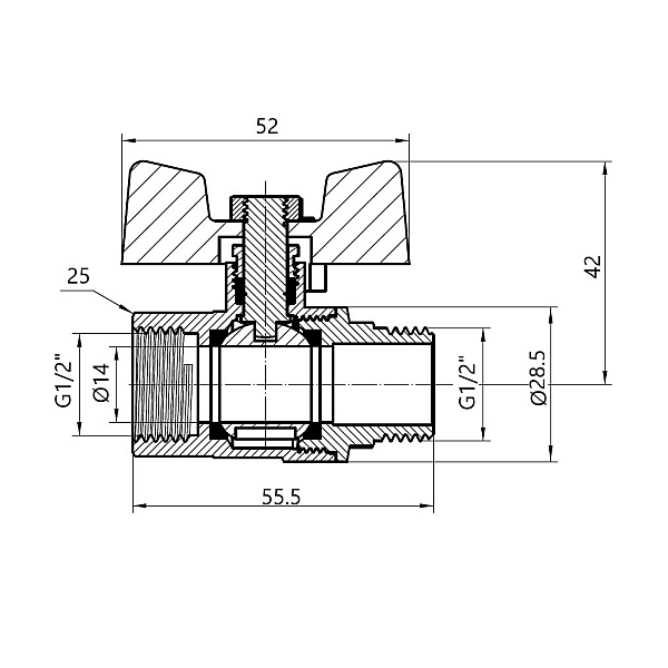 Кран кульовий Thermo Alliance Base 1/2" ВЗ для газу (метелик) SD607G15 - Фото - 2