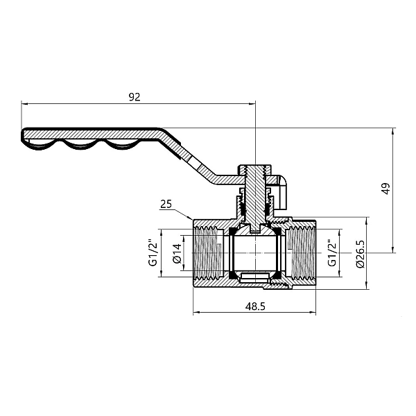 Кран кульовий Thermo Alliance Base 1/2" ВР для газу (важіль) SD600G15 - Фото - 2