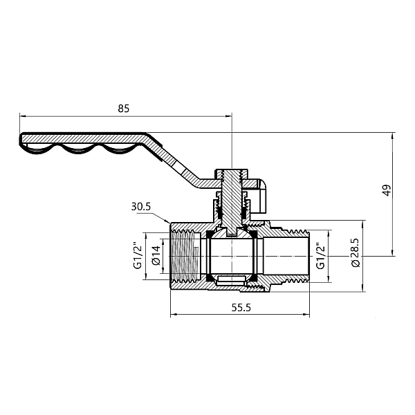 Кран кульовий Thermo Alliance Base 1/2" ВЗ для газу (важіль) SD605G15 - Фото - 2