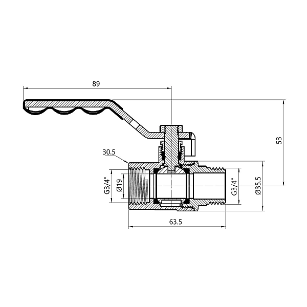 Кран кульовий SD Plus 3/4" ВЗ для газу (важіль) SD605G20 - Фото - 2