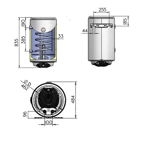 Водонагрівач електричний комбінований Thermo Alliance вертикальний 80 л. т.о. 0,24 кв.м правий, мокрий ТЕН 2,0 кВт (CWH 8044 4S R) - Фото - 2