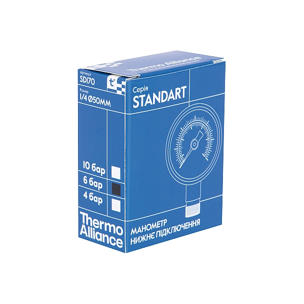 Манометр Thermo Alliance Standart 50 мм 1/4", нижнє підмикання SD1706B - Фото - 7
