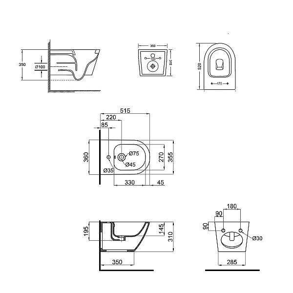 Комплект Qtap Jay 2 в 1: унитаз подвесной Rimless + биде подвесное - Фото - 2
