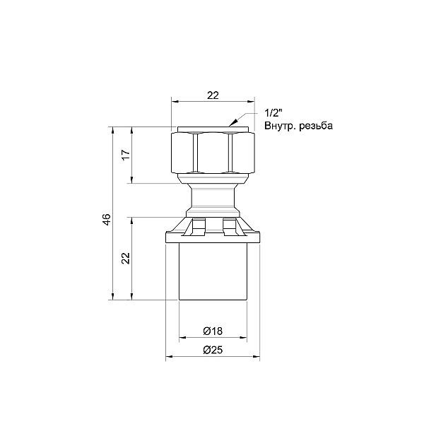 Перехідник прес Icma 16х1/2" ВР з накидною гайкою №415 - Фото - 2
