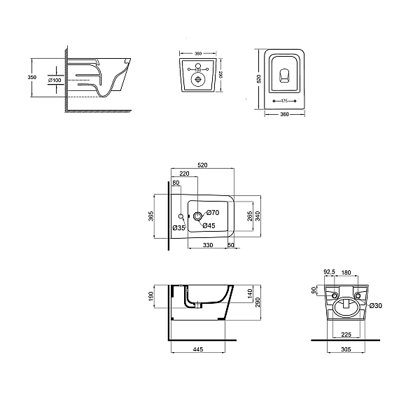 Комплект Qtap Crow 2 в 1: унитаз подвесной Rimless + биде подвесное - Фото - 2