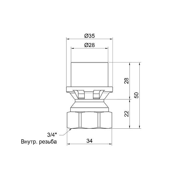 Перехідник прес Icma 26х3/4" ВР №401 - Фото - 2