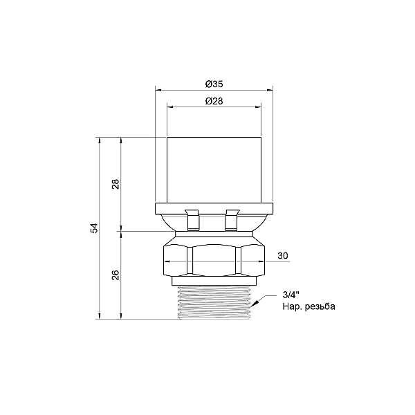 Перехідник прес Icma 26х3/4" ЗР №402 - Фото - 2