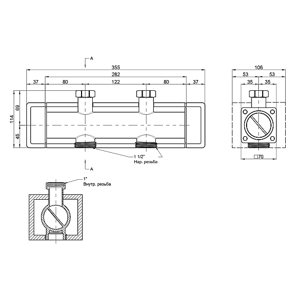 Збірний колектор Icma 1"х1" 1/2 ВЗ з подвійною камерою №785 - Фото - 2