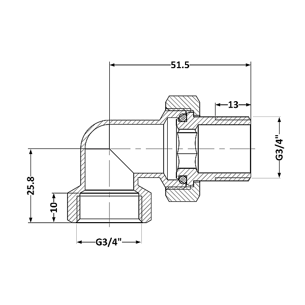 Згін-американка Thermo Alliance Base 3/4"ВЗ нікель, кутовий SD191W20 - Фото - 2