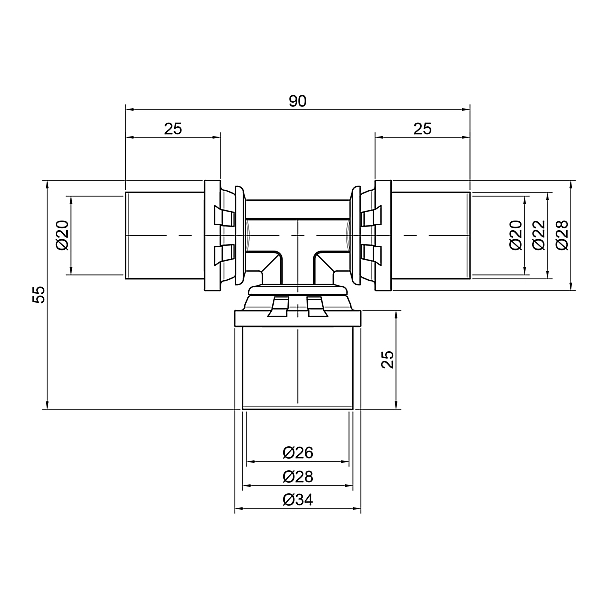 Трійник прес Icma 20х26х20 №406 - Фото - 2