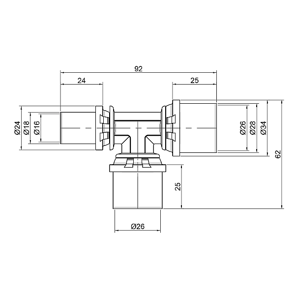 Трійник прес Icma 26х26х16 №406 - Фото - 2