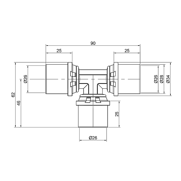 Трійник прес Icma 26х26х26 №406 - Фото - 2