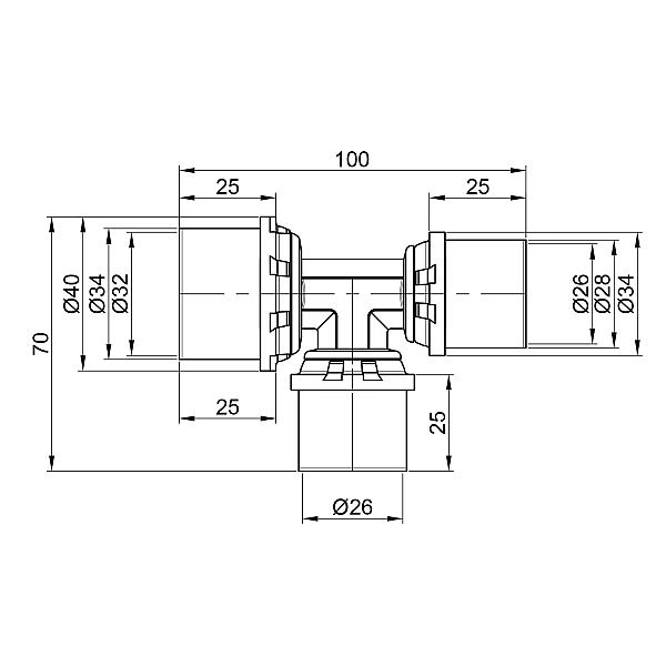 Трійник прес Icma 26х26х32 №406 - Фото - 2