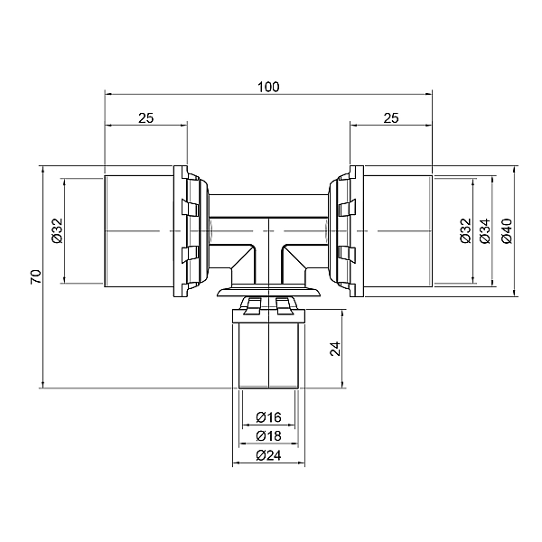 Трійник прес Icma 32х16х32 №406 - Фото - 2