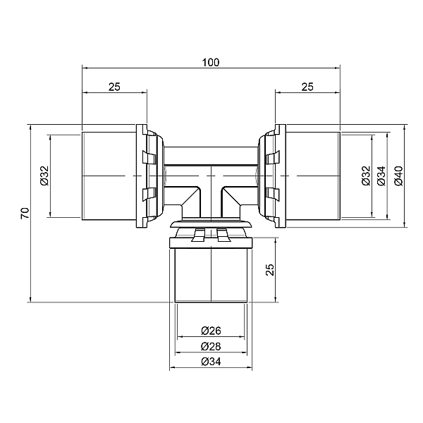 Трійник прес Icma 32х26х32 №406 - Фото - 2