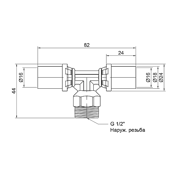 Трійник прес Icma 16х1/2"х16 ЗР №407 - Фото - 2
