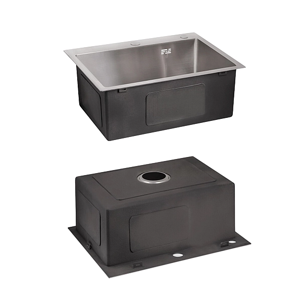 Комплект Lidz Handmade H5045 Мойка для кухни интегрированная Brushedв комплекте с дозатором + Lidz K01G Корзина для кухонной мойки - Фото - 4