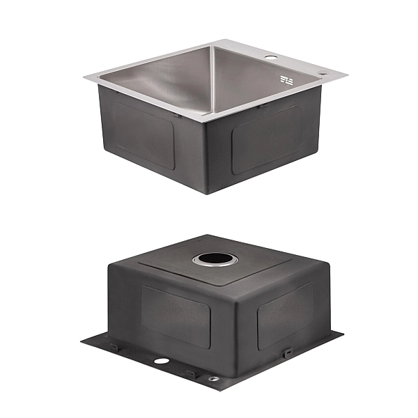 Комплект Lidz Handmade H5050 Мойка для кухни интегрированная Brushed в комплекте с дозатором + Lidz K01G Корзина для кухонной мойки - Фото - 4