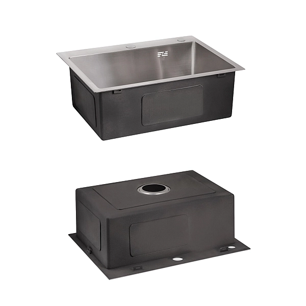 Комплект Lidz Handmade H5845 Мийка для кухні інтегрована Brushed у комплекті з дозатором + Lidz K01G Корзина для кухонної мийки - Фото - 4