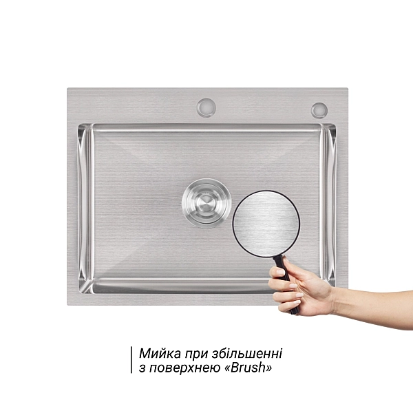 Комплект Lidz Handmade H5845 Мийка для кухні інтегрована Brushed у комплекті з дозатором + Lidz K01G Корзина для кухонної мийки - Фото - 5