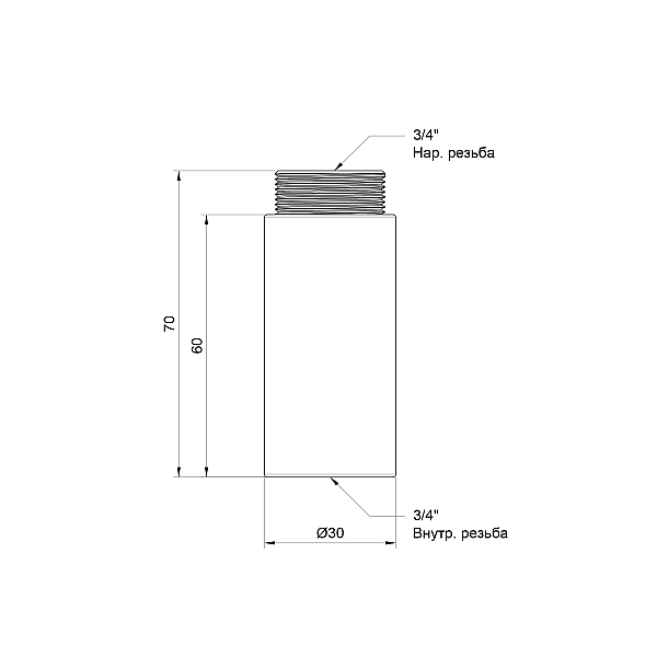 Подовжувач Thermo Alliance Standart 60х3/4" хром SD1302060 - Фото - 2