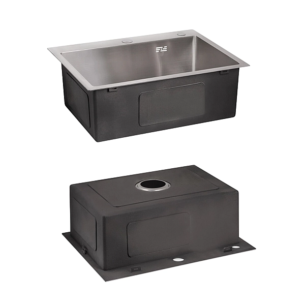 Комплект Lidz Handmade H6050 Мойка для кухни интегрированная Brushed в комплекте с дозатором + Lidz K01G Корзина для кухонной мойки - Фото - 4