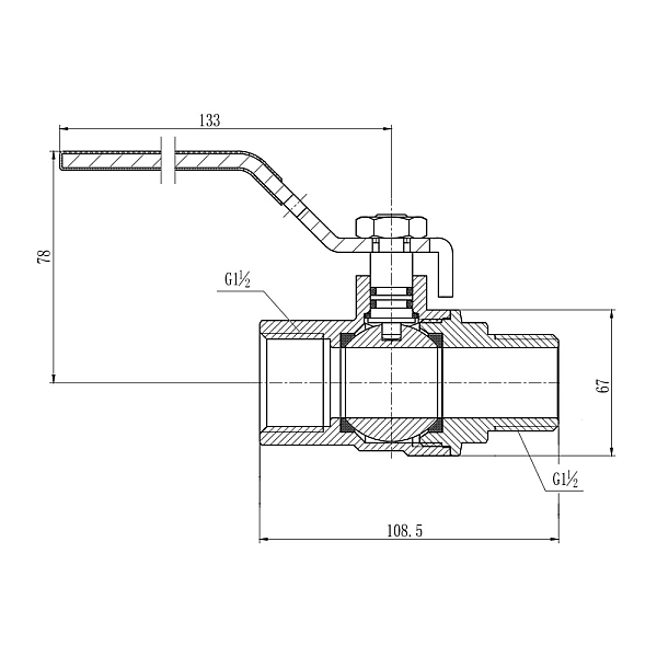 Кран кульовий SD Forte 1" 1/2 ВЗ для газа (ручка) SF605G40 - Фото - 2