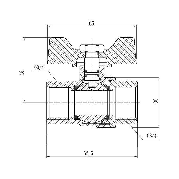 Кран кульовий Thermo Alliance Forte 3/4" ВР для газа (метелик) SF602G20 - Фото - 2
