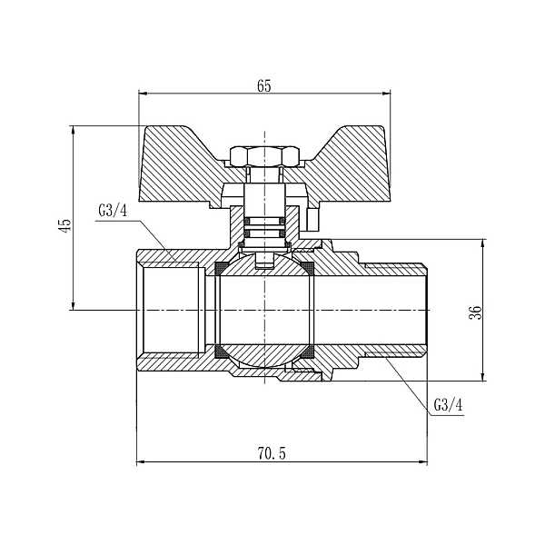 Кран кульовий Thermo Alliance Forte 3/4" ВЗ для газа (метелик) SF607G20 - Фото - 2