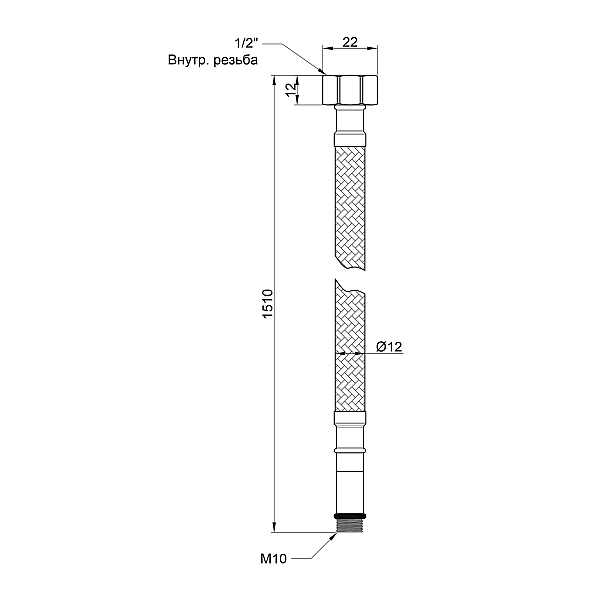 Гнучка підводка для води Thermo Alliance Standart М10 150 см (пара) SD396W150 - Фото - 2