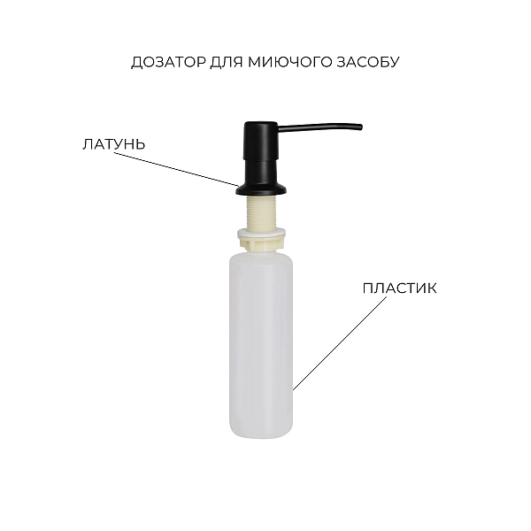 Комплект Lidz Handmade H6350BL Мийка для кухні інтегрована крило зліва BlackPVD у комплекті з дозатором + Lidz K01B Корзина для кухонної мийки - Фото - 5