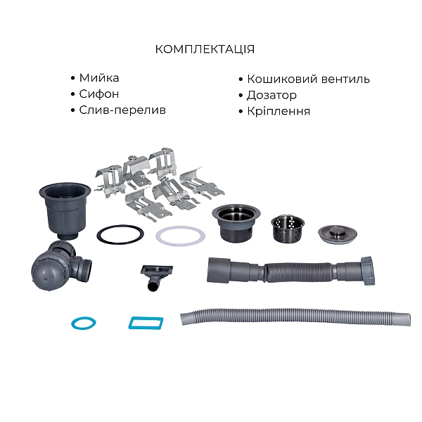 Комплект Lidz Handmade H6350BL Мийка для кухні інтегрована крило зліва BlackPVD у комплекті з дозатором + Lidz K01B Корзина для кухонної мийки - Фото - 6