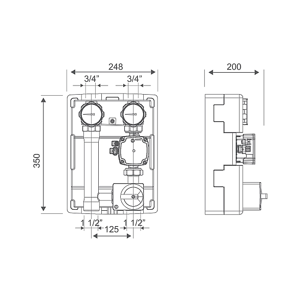 Насосна група Icma 1" 1/2 підключення справа, без насоса №R001 - Фото - 2