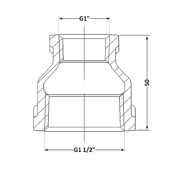 Муфта чавунна 1" 1/2х1" ВР - Фото - 2