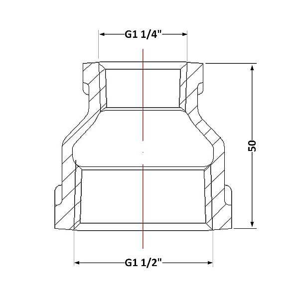 Муфта чавунна 1" 1/2х1" 1/4 ВР - Фото - 2