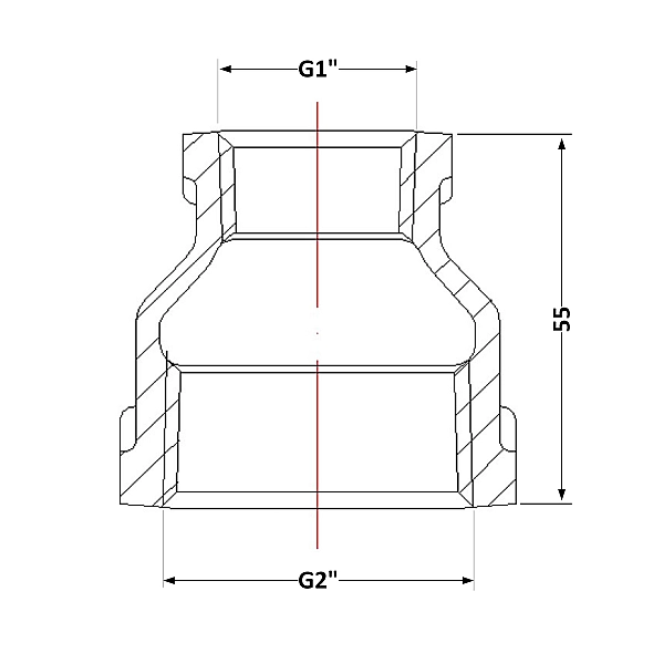 Муфта чавунна 2"х1" ВР - Фото - 2