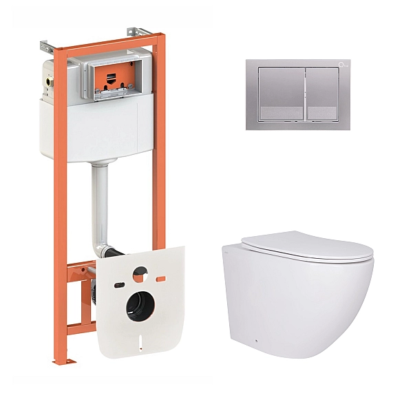 Готове рішення Qtap для ванної кімнати: підвісний унітаз Robin Ultra Quiet 520x365x365 + комплект інсталяції Nest 4 в 1 (квадратна клавіша Satin)