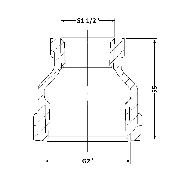 Муфта чавунна 2"х1" 1/2 ВР - Фото - 2