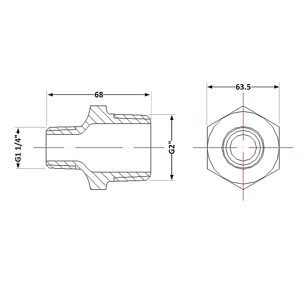 Ніпель чавунний 2"х1" 1/4 ЗР - Фото - 2