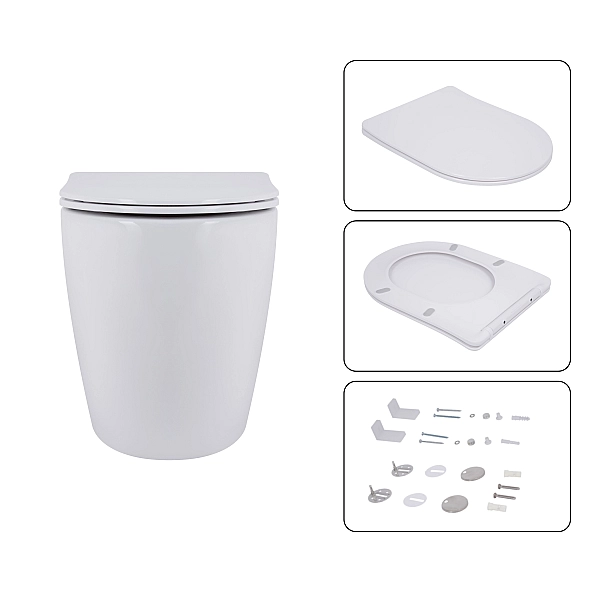 Готовое решение Qtap для ванной комнаты: подвесной унитаз Robin Ultra Quiet 520x365x365 + комплект инсталляции Nest 4 в 1 (круглая клавиша Matt Black) - Фото - 7