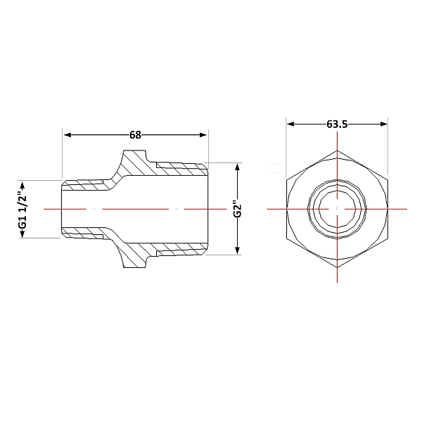 Ніпель чавунний 2"х1" 1/2 ЗР - Фото - 2