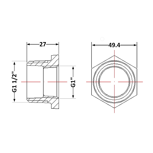 Футорка чавунна 1" 1/2х1" ЗР - Фото - 2