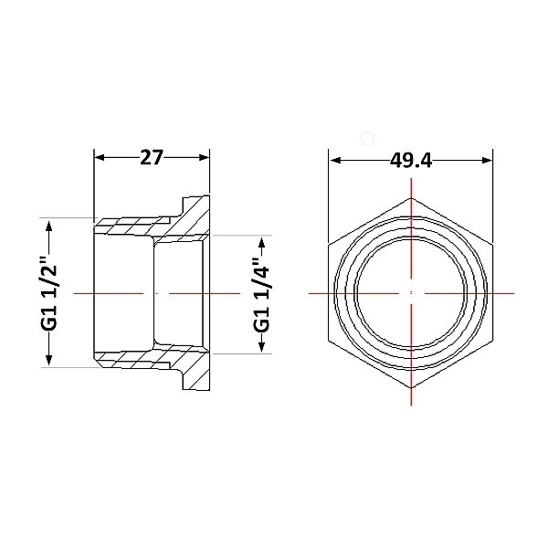 Футорка чавунна 1" 1/2х1" 1/4 ЗР - Фото - 2