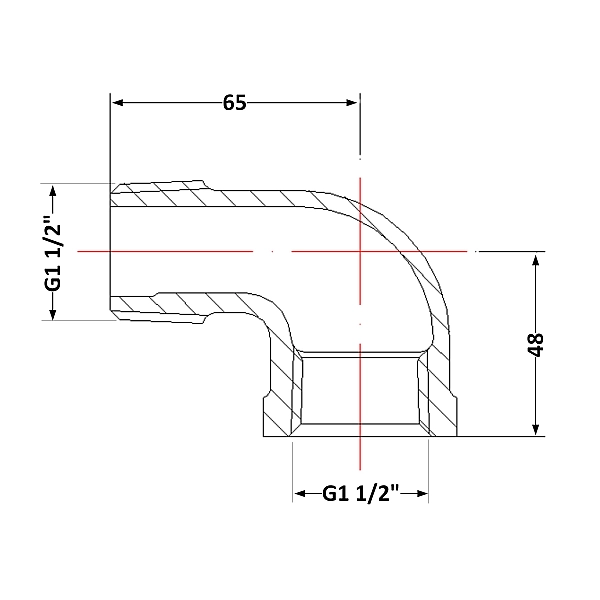 Кут чавунний 1" 1/2 ЗР - Фото - 2