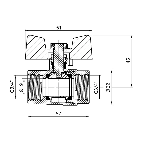 Кран кульовий SD Plus 3/4" ВР для газу (метелик) SD602NG20PN40 - Фото - 2