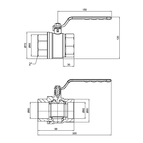 Кран кульовий Thermo Alliance Standart 2" ВР для газу (важіль) SD600NG50PN40 - Фото - 2