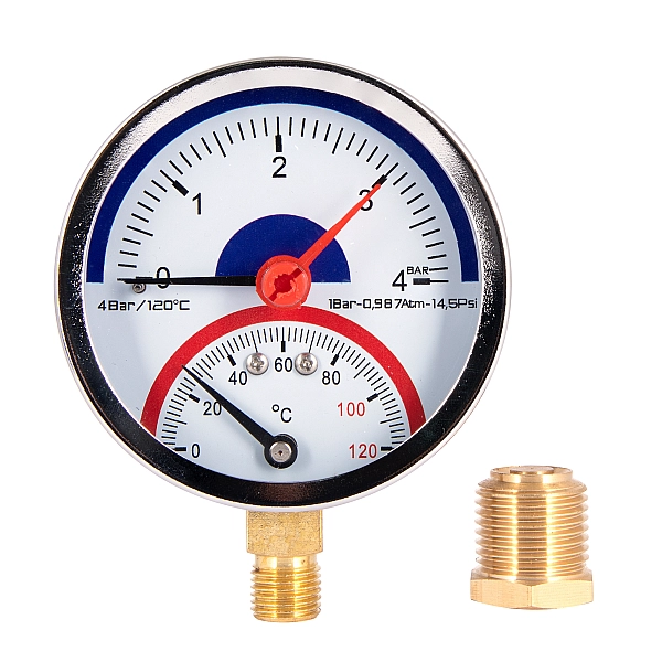 Термоманометр Thermo Alliance Standart 80 мм 1/2", нижнє підмикання SD1724B - Фото - 3